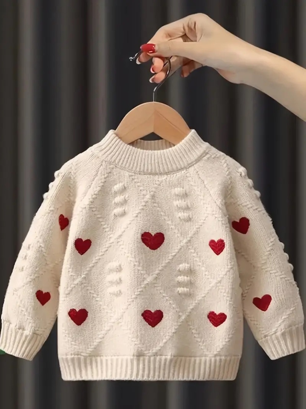 Le Chic Embroidered Heart Sweater